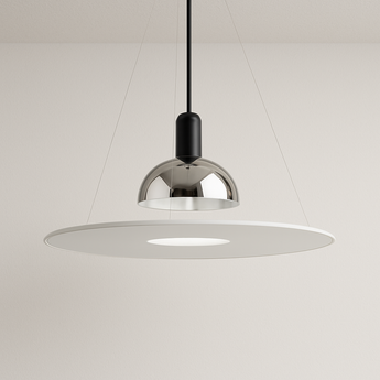 Luminária Pendente Moderna Minimalista Metal LED Bowl - Prata / Ø40cm / Branco Quente (3000K) - ORNE™
