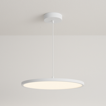 Luminária Pendente Moderna Minimalista LED Metal Flusso - Branco / Ø30cm / Branco Quente (3000K) - ORNE™
