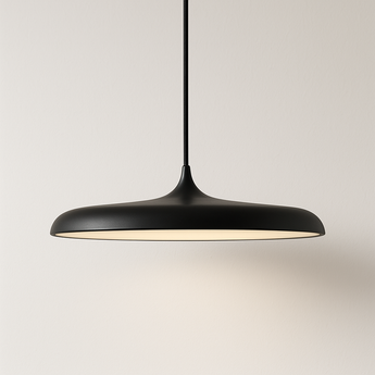 Luminária Pendente Moderna Minimalista Metal LED Mungo - Preto / Branco Quente (3000K) / Ø40cm - ORNE™