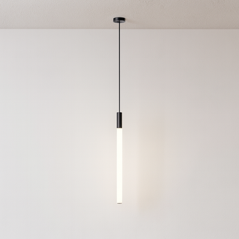 Luminária Pendente Moderna Minimalista LED Metal Acrílico Tazia - Ø5x55cm / Preto / Branco Quente (3000K) - ORNE™