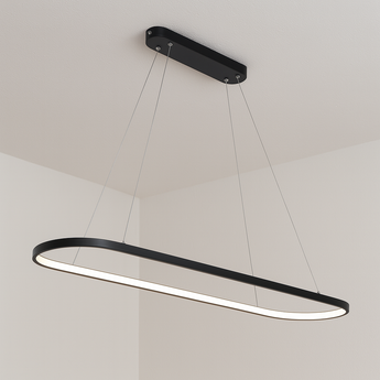 Luminária Pendente Moderno Minimalista Metal Linear Preto LED Turn — ORNE