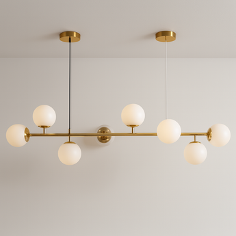Luminária Pendente Moderno Minimalista Vidro Metal Globos Linear Jabuticaba — ORNE
