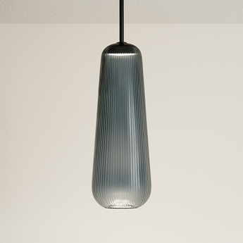 Luminária Pendente Moderna Minimalista LED Vidro Vigaha - Ø15,2x50,4cm / Azul / Branco Quente (3000K) / Vidro - ORNE™