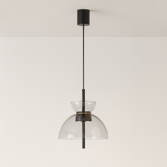 Luminária Pendente Moderna Minimalista LED Vidro Candablo - A / Fumê / Branco Quente (3000K) - ORNE™