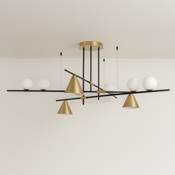 Luminária Pendente Moderno Minimalista Globo Bolas Vidro Cut - Ø138cm - ORNE™