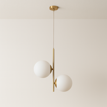 Luminária Pendente Minimalista Moderna Globos de Vidro Ditto - Dourado / Branco Neutro (4000K) - ORNE™
