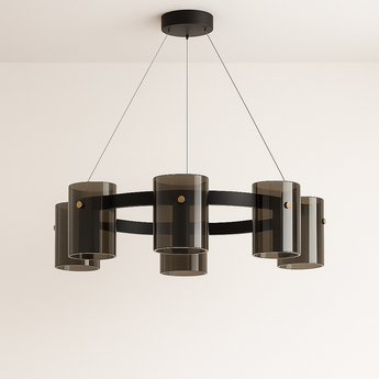 Luminária Pendente Moderno Minimalista Vidro Fumê Flux - Ø60cm - ORNE™