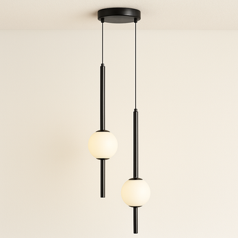 Luminária Pendente Moderno Minimalista LED Double Fugi - Preto / Branco Quente (3000K) - ORNE™