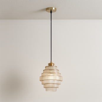 Luminária Pendente Minimalista Vidro Iso - Ø22x25cm / Âmbar - ORNE™