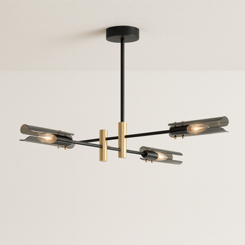 Luminária Pendente Plafon Moderno Minimalista Vidro Lord - Fumê / 4 lâmpadas / Branco Quente (3000K) - ORNE™