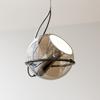 Luminária Pendente Moderno Minimalista Vidro Metal Globo Ambar Oiren — ORNE