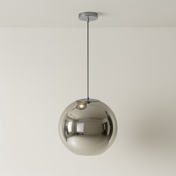 Luminária Pendente Moderno Minimalista Globo Bola Vidro Orb - Prata / Ø15cm - ORNE™