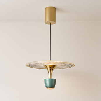 Luminária Pendente Moderna Minimalista LED Acrílico Metal Kimiatto - Verde / Branco Quente (3000K) - ORNE™