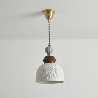 Luminária Pendente Retrô Vintage Madeira Cerâmica Arad — ORNE
