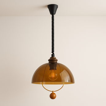 Luminária Pendente Minimalista Acrílico Vigil - Ø30x38cm / Marrom - ORNE™