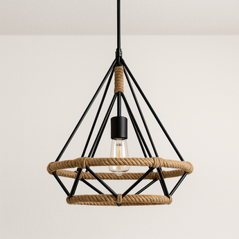Luminária Pendente Moderna Minimalista Vime Metal Breeze - Preto - ORNE™