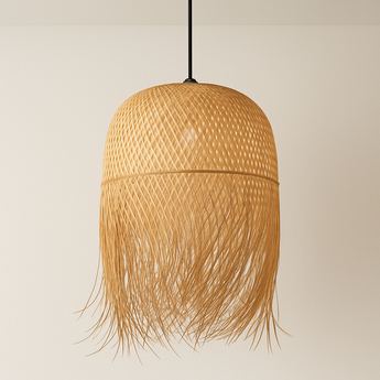 Luminária Pendente Rústico Minimalista Bambu Madeira Wisp — ORNE
