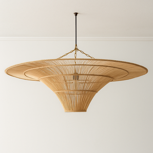Luminária Pendente Rústico Moderno Minimalista Metal Vime Natural Fifane