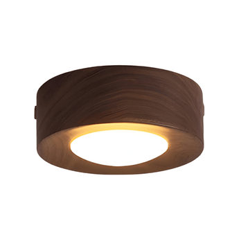 Luminária Spot Moderna Minimalista LED Madeira Voccaci - Ø10x4cm / Nogueira / Branco Quente (3000K) - ORNE™