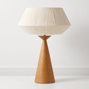 Luminária de Mesa Moderna Minimalista Rústica Madeira Tecido Raggatto