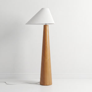 Luminária de Piso Coluna Moderna Minimalista Madeira Tecido Vavoua
