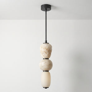 Luminária Pendente Moderno Minimalista Rústico Metal Mármore Linear Preto LED Katiola