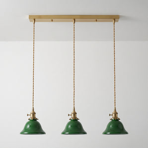 Luminária Pendente Retrô Vintage Clássico Metal Vidro Linear Verde Devone