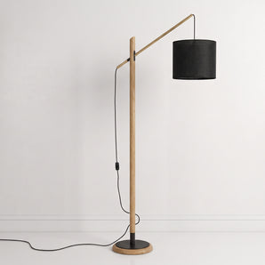 Luminária de Piso Coluna Moderna Minimalista Madeira Tecido Varberg