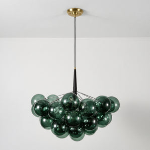 Luminária Pendente Moderno Minimalista Metal Vidro Globos Verde Gangi