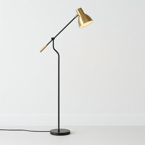 Luminária de Piso Coluna Articulada Moderna Minimalista Industrial Metal Mármore Nero Marquina Preto Articulável Domme