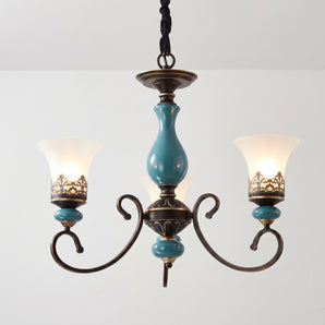 Luminária Pendente Retrô Vintage Metal Cerâmica Azzurra