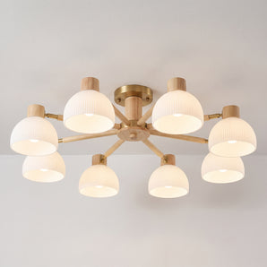 Luminária Pendente Moderno Rústico Minimalista Metal Madeira Vidro Canelado Natural Lolly