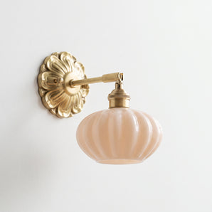 Luminária Arandela Articulada Clássica Retrô Vintage Metal Vidro Canelado Dourado Arish