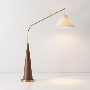 Luminária de Piso Coluna Moderna Minimalista Madeira Nogueira Metal Daoukro