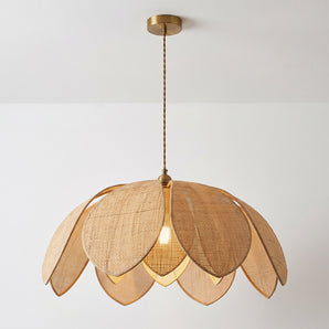 Luminária Pendente Moderna Minimalista Metal Rattan Lótus