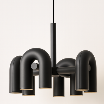 Luminária Pendente Moderna Minimalista Direcionável Articulado Redondo Metal LED Circus - Ø60cm / Preto / Branco Quente (3000K) - ORNE™