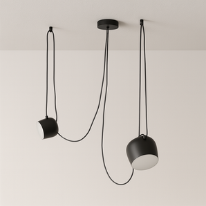 Luminária Pendente Moderna Minimalista Fantasy 2 Cúpulas Preto Ø18cm - Ø18cm - ORNE™