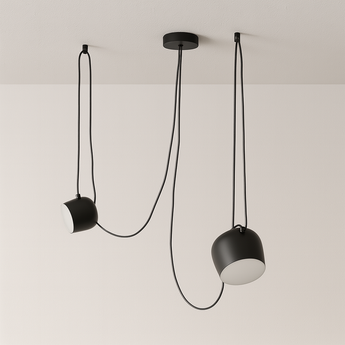 Luminária Pendente Moderna Minimalista Fantasy 2 Cúpulas Preto Ø18cm - Ø18cm - ORNE™