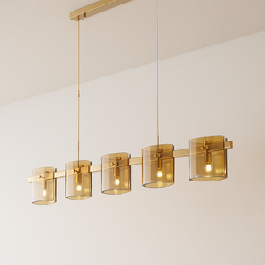 Luminária Pendente Moderno Minimalista Linear Retangular Vidro Flux - Âmbar - ORNE™