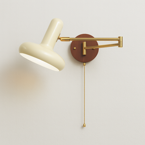 Luminária Arandela Articulada Moderna Retrô Vintage Minimalista Metal Madeira Dourado Allada
