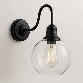 Luminária Arandela Industrial Retrô Vintage Vidro Metal Globo Preto Bomb — ORNE