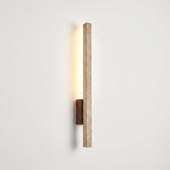 Luminária Arandela Moderna Minimalista Madeira Mármore Travertino Linear LED Ewarton — ORNE