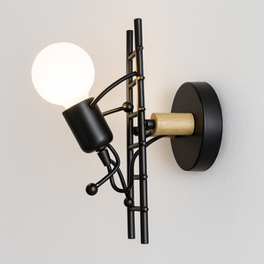 Luminária Arandela Moderna Minimalista Madeira Metal Globo Little Man — ORNE