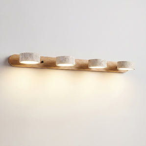 Luminária Arandela Moderna Minimalista Madeira Nogueira Mármore Travertino LED Yalla — ORNE