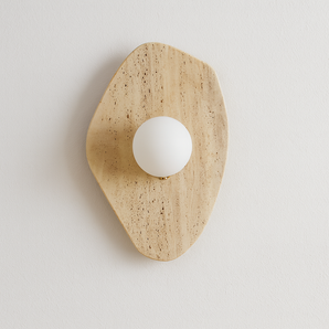 Luminária Arandela Moderna Minimalista Rústica Mármore Travertino Vidro Globo Natural Dang