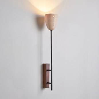 Luminária Arandela Moderna Minimalista Mármore Travertino Madeira Linstead — ORNE