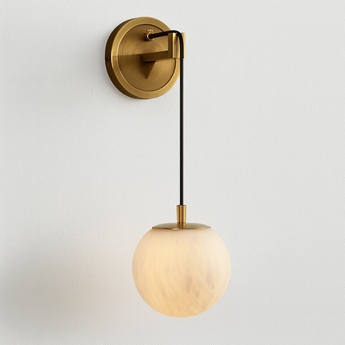 Luminária Arandela Moderna Minimalista Metal Mármore Faget - Ø12x50cm / Mármore e Alumínio - ORNE™