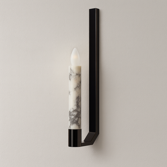 Luminária Arandela Moderno Minimalista Metal Mármore Vohma - Ø4,5x54cm / Mármore e Alumínio - ORNE™