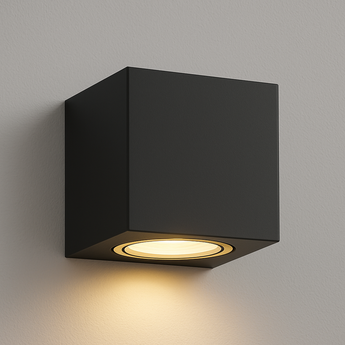 Luminária Arandela Moderna Minimalista GU10 IP65 Jam Box - 8x8cm / Preto - ORNE™