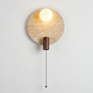 Luminária Arandela Moderna Minimalista Vidro Madeira Travertino Globo Sululta — ORNE